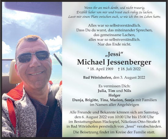 Traueranzeige von Michael Jessenberger von Mindelheimer Zeitung