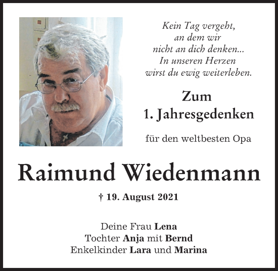 Traueranzeige von Raimund Wiedenmann von Günzburger Zeitung