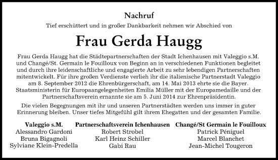 Traueranzeige von Gerda Haugg von Günzburger Zeitung