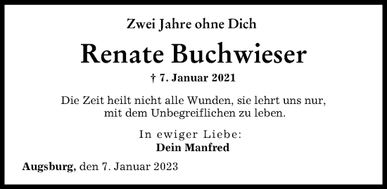Traueranzeige von Renate Buchwieser von Augsburger Allgemeine