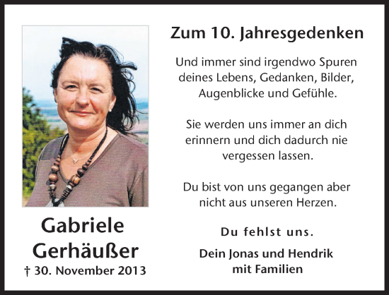 Traueranzeige von Gabriele Gerhäußer von Friedberger Allgemeine
