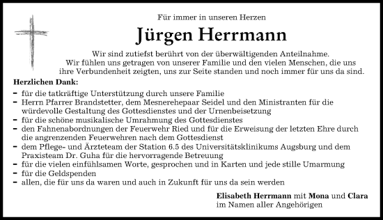 Traueranzeige von Jürgen Herrmann von Friedberger Allgemeine