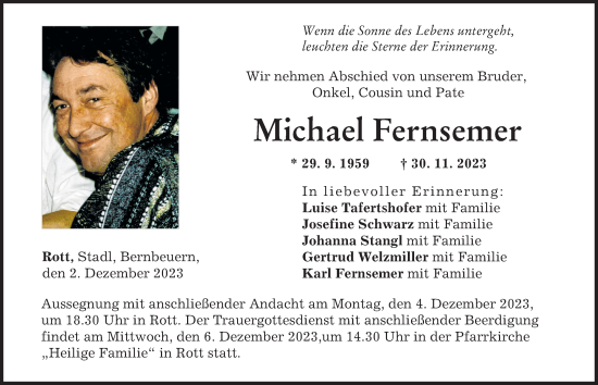 Traueranzeige von Michael Fernsemer von Landsberger Tagblatt