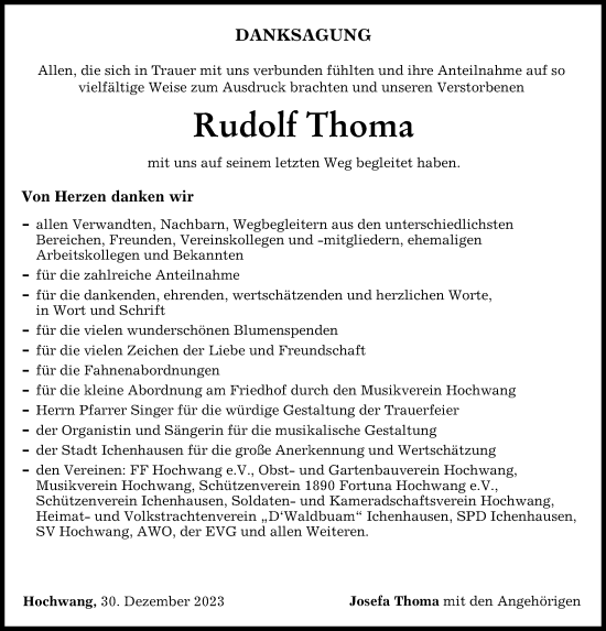 Traueranzeige von Rudolf Thoma von Günzburger Zeitung