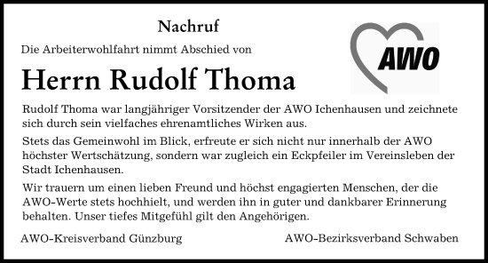 Traueranzeige von Rudolf Thoma von Günzburger Zeitung