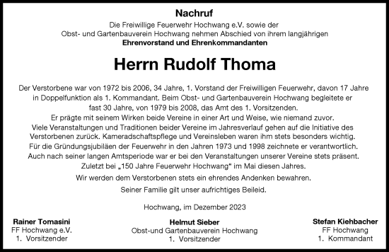 Traueranzeige von Rudolf Thoma von Günzburger Zeitung