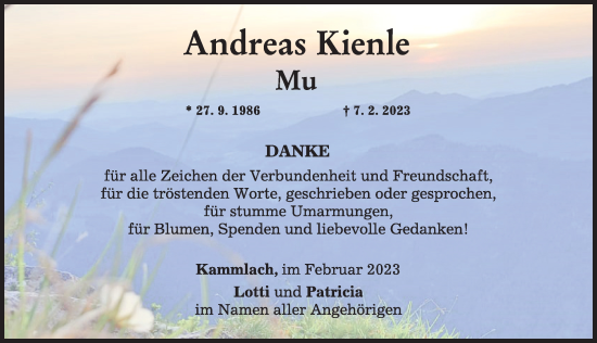 Traueranzeige von Andreas Kienle von Mindelheimer Zeitung