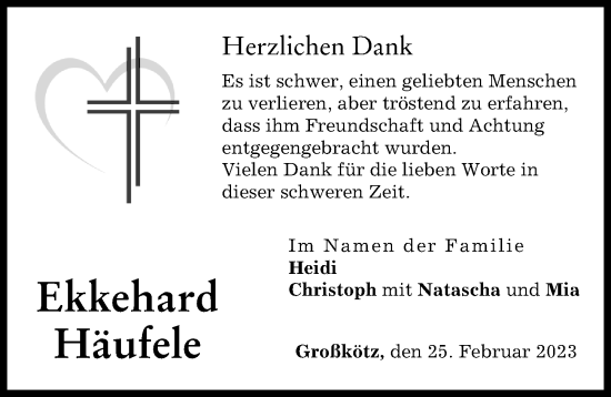 Traueranzeige von Ekkehard Häufele von Günzburger Zeitung