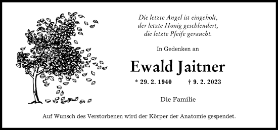 Traueranzeige von Ewald Jaitner von Neu-Ulmer Zeitung
