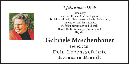 Traueranzeige von Gabriele Maschenbauer von Augsburger Allgemeine