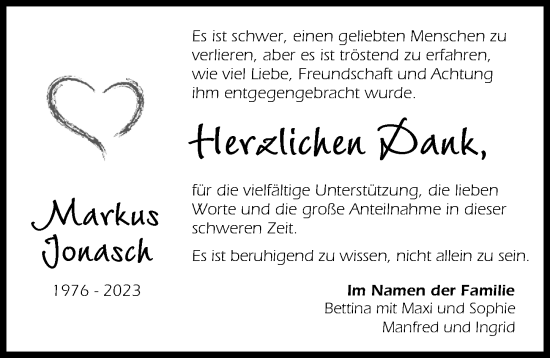 Traueranzeige von Markus Jonasch von Günzburger Zeitung, Mittelschwäbische Nachrichten