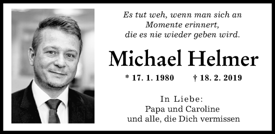 Traueranzeige von Michael Helmer von Schwabmünchner Allgemeine