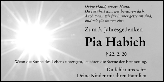 Traueranzeige von Pia Habich von Rieser Nachrichten