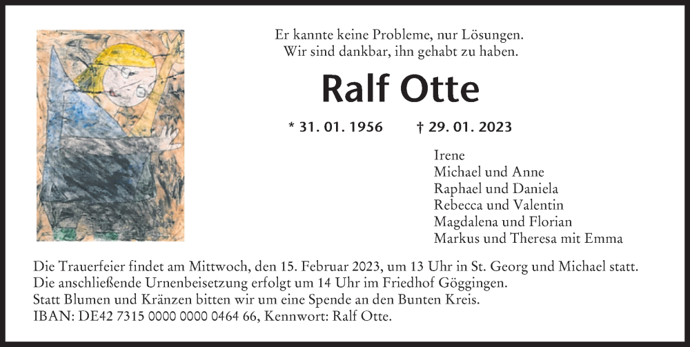  Traueranzeige für Ralf Otte vom 11.02.2023 aus Augsburger Allgemeine