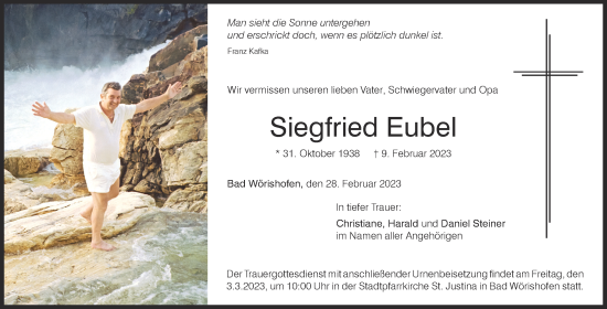 Traueranzeige von Siegfried Eubel von Mindelheimer Zeitung