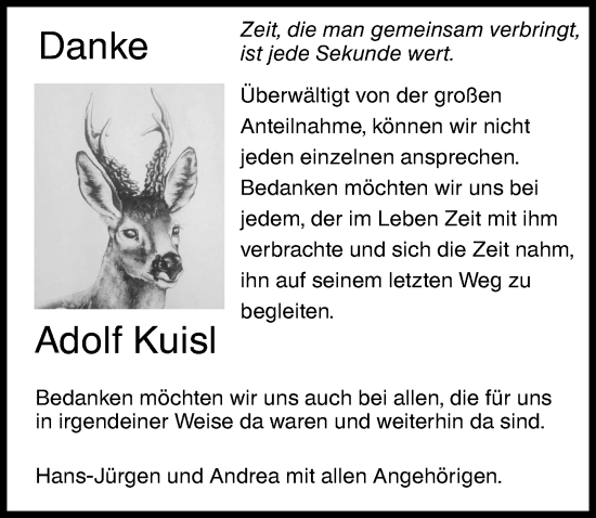 Traueranzeige von Adolf Kuisl von Augsburger Allgemeine, Neu-Ulmer Zeitung