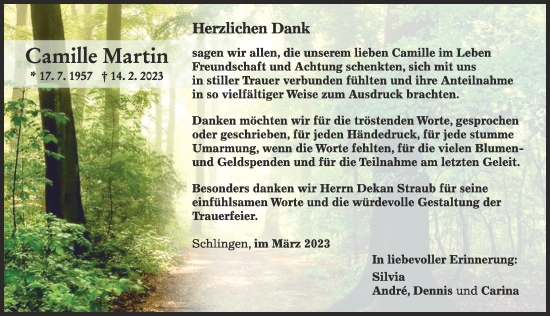 Traueranzeige von Camille Martin von Mindelheimer Zeitung
