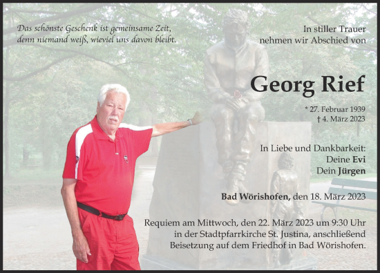 Traueranzeige von Georg Rief von Mindelheimer Zeitung