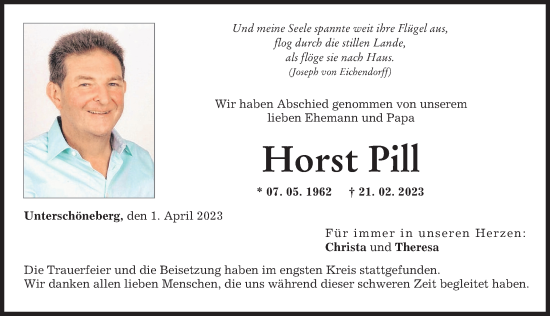 Traueranzeige von Horst Pill von Wertinger Zeitung, Augsburger Allgemeine