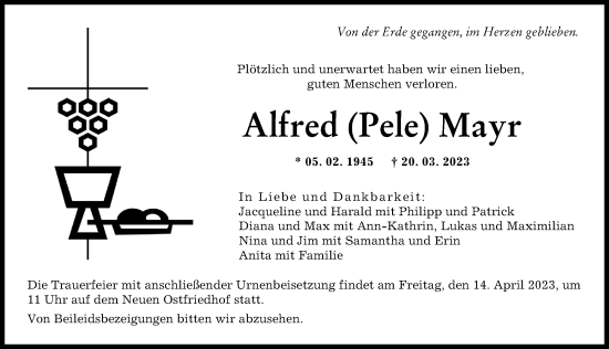 Traueranzeige von Alfred Mayr von Augsburger Allgemeine