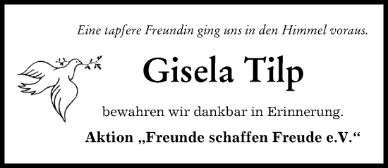 Traueranzeige von Gisela Tilp von Donau Zeitung