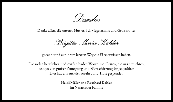 Traueranzeige von Brigitte Maria Kahler von Illertisser Zeitung