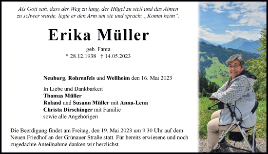 Traueranzeige von Erika Müller von Neuburger Rundschau