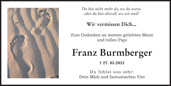 Traueranzeige von Franz Burmberger von Landsberger Tagblatt