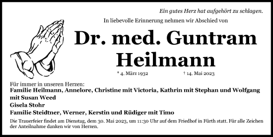 Traueranzeige von Guntram Heilmann von Augsburger Allgemeine