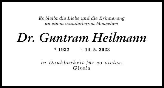 Traueranzeige von Guntram Heilmann von Augsburger Allgemeine
