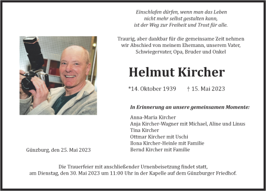 Traueranzeige von Helmut Kircher von Günzburger Zeitung