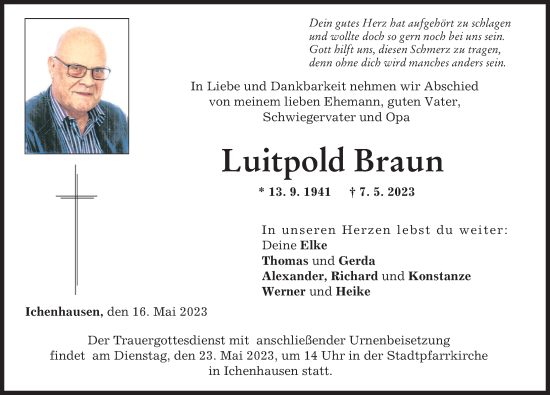 Traueranzeige von Luitpold Braun von Günzburger Zeitung