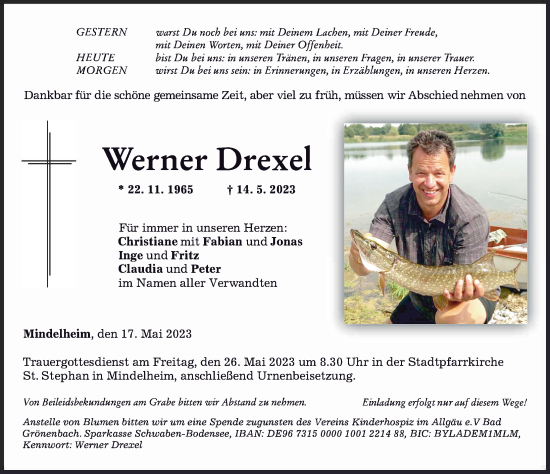 Traueranzeige von Werner Drexel von Mindelheimer Zeitung