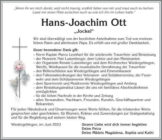 Traueranzeige von Hans-Joachim Ott von Mindelheimer Zeitung