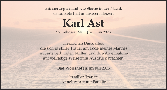Traueranzeige von Karl Ast von Mindelheimer Zeitung