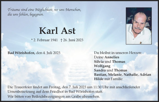 Traueranzeige von Karl Ast von Mindelheimer Zeitung
