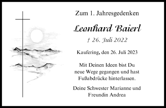 Traueranzeige von Leonhard Baierl von Landsberger Tagblatt