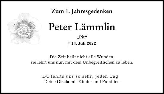 Traueranzeige von Peter Lämmlin von Neuburger Rundschau