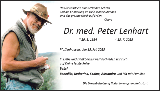 Traueranzeige von Peter Lenhart von Mindelheimer Zeitung