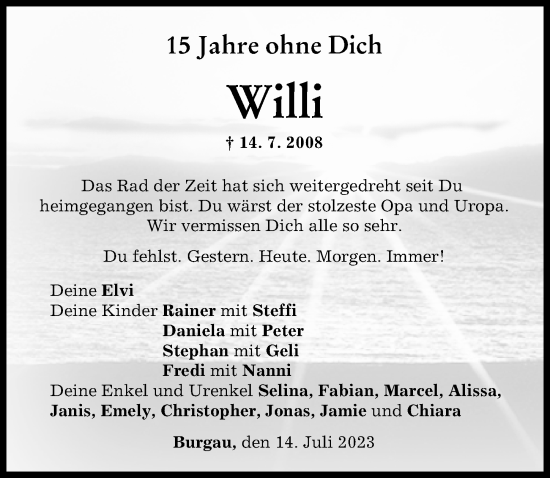 Traueranzeige von Willi  von Günzburger Zeitung