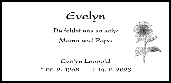 Traueranzeige von Evelyn Leopold von Mittelschwäbische Nachrichten