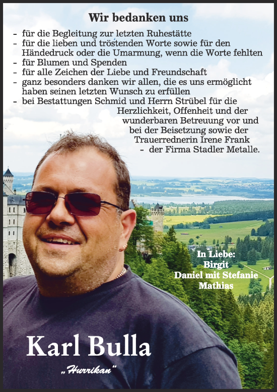 Traueranzeige von Karl Bulla von Mindelheimer Zeitung