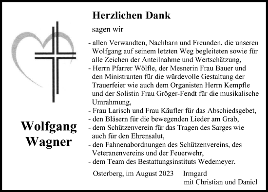 Traueranzeige von Wolfgang Wagner von Illertisser Zeitung