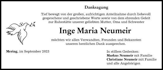 Traueranzeige von Inge Maria Neumeir von Friedberger Allgemeine