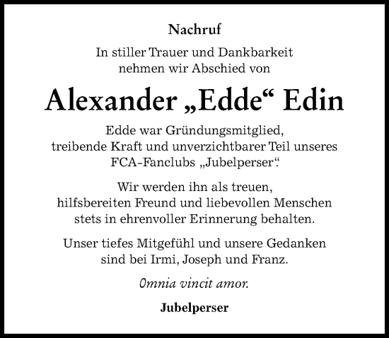Traueranzeige von Alexander Edde Edin von Augsburger Allgemeine