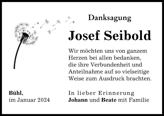 Traueranzeige von Josef Seibold von Günzburger Zeitung