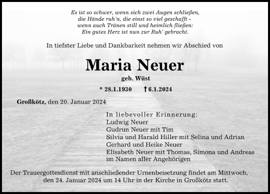 Traueranzeige von Maria Neuer von Günzburger Zeitung