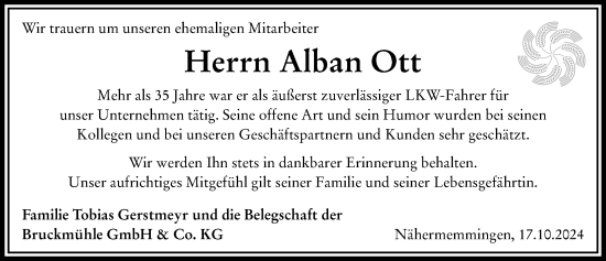 Traueranzeige von Alban Ott von Rieser Nachrichten