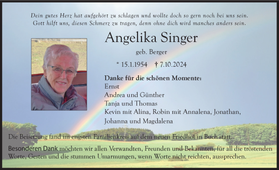Traueranzeige von Angelika Singer von Illertisser Zeitung