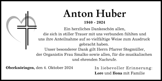 Traueranzeige von Anton Huber von Günzburger Zeitung